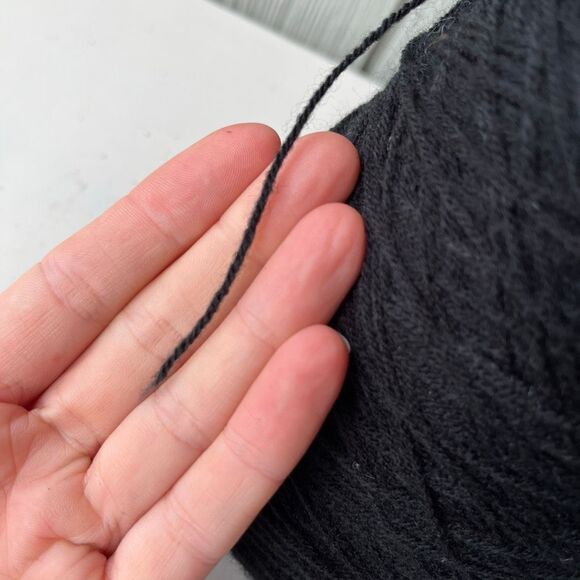 Tamm Black Acrylic Yarn Cone – 3-Ply, 15 oz – Vintage Craft Supply - Picture 3 of 5